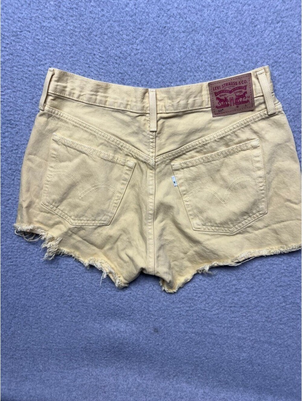 Levi Strauss 501 Jean Shorts Womens Size 29 Yellow Cut Off Raw Hem Mom Festival